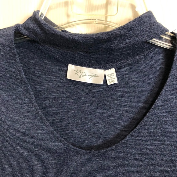 Heather blue, long sleeve choker top - Picture 3 of 4